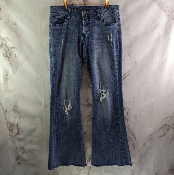 Kut From The Kloth Jean Womens 10 X 31 Bootcut Flare Distressed Frayed Hem - Picture 1 of 12